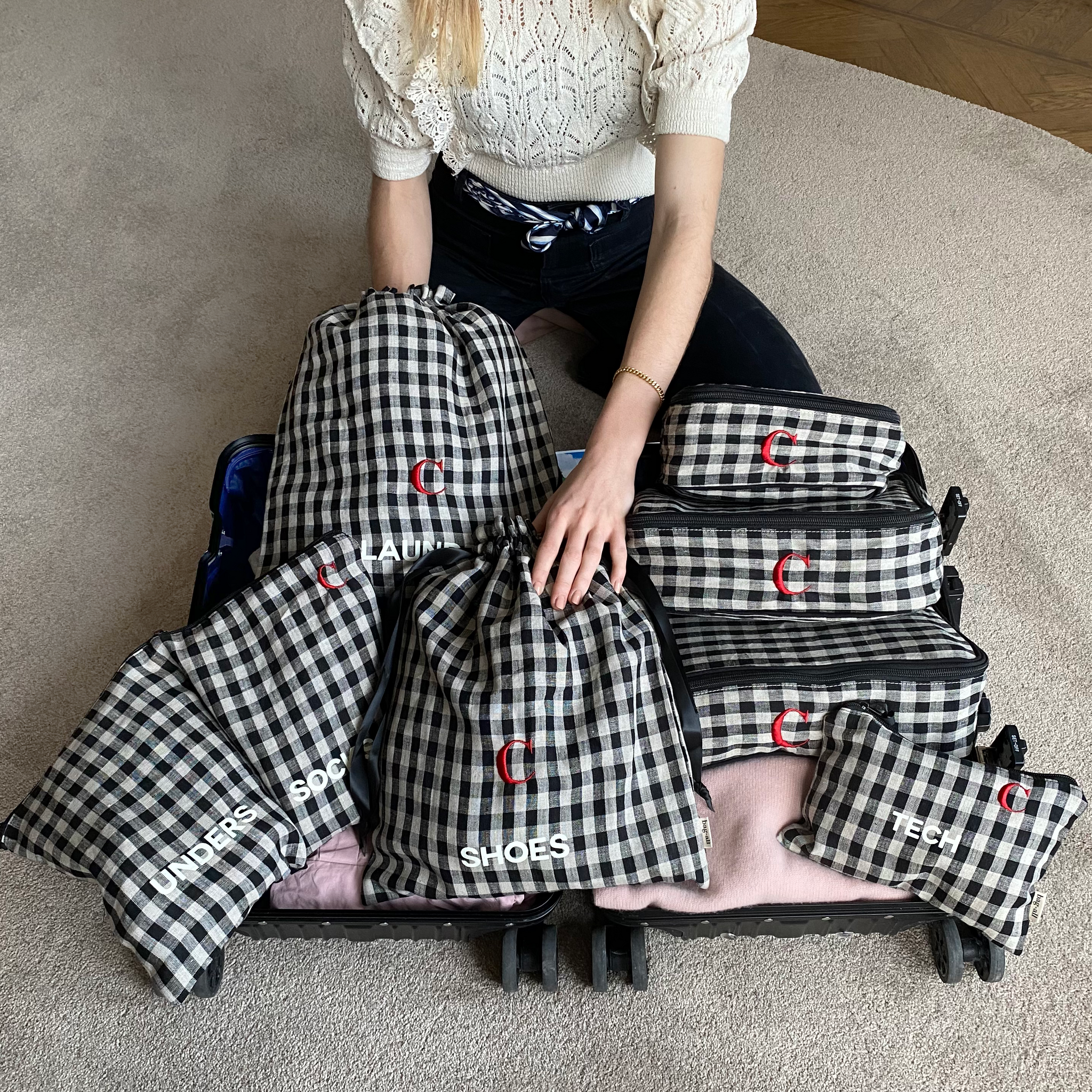 Take Away Insulated Bag - Gingham Mist - ElleB gifts