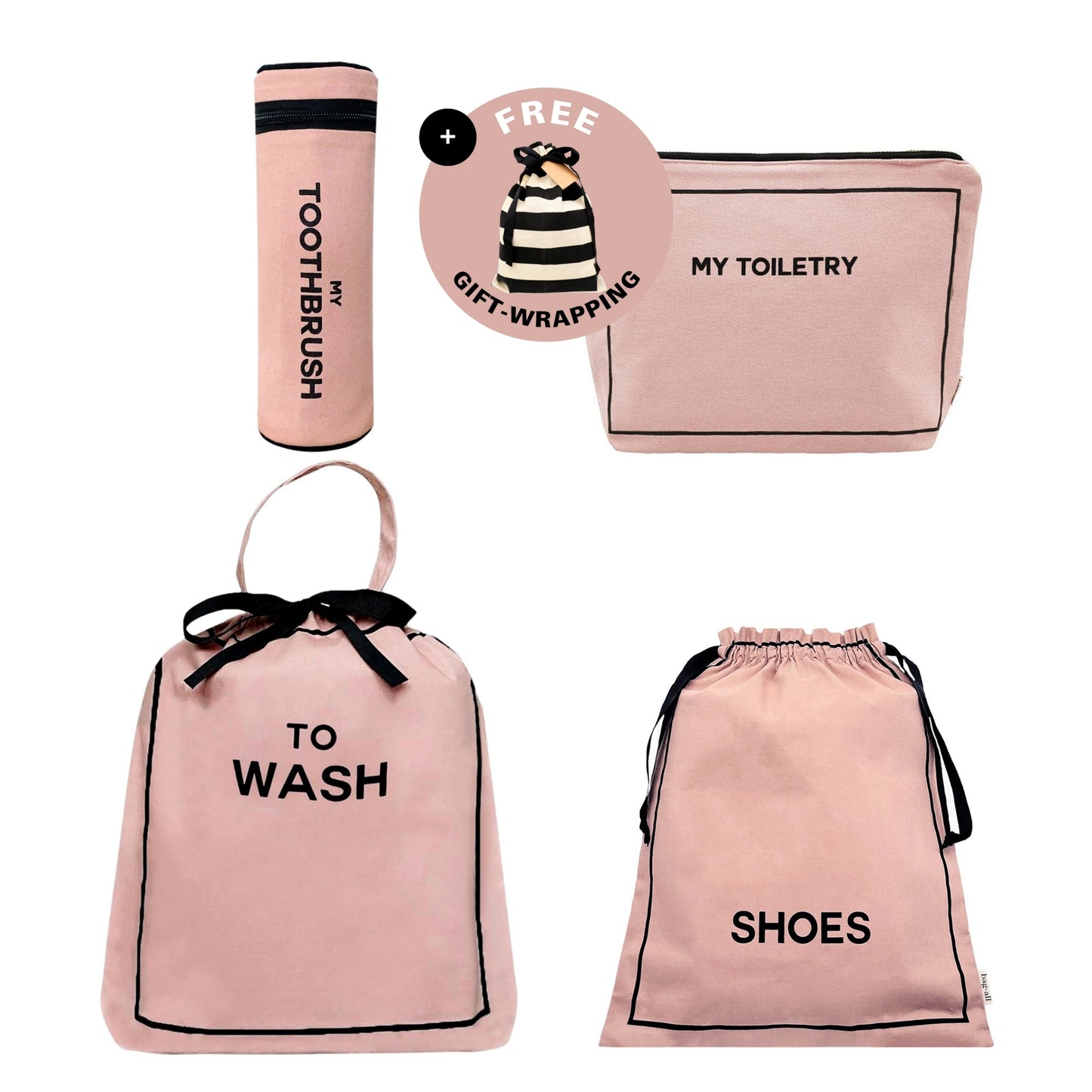 Conjunto de presente de viagem para produtos de higiene pessoal, pacote com 4, rosa/blush