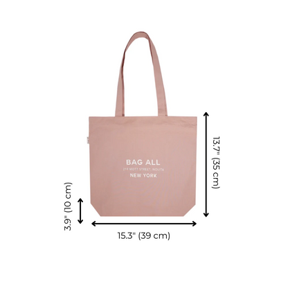 New York City Tote with Zipper and Inside Pocket, Pink/Blush | Bag-all