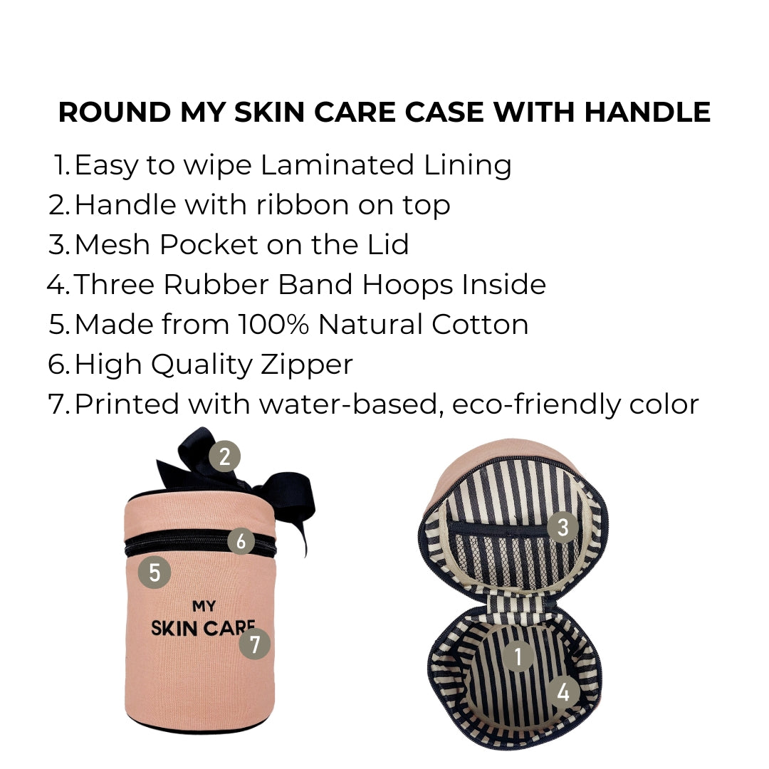 Round Skin Care Case with Handle, Pink/Blush | Bag-all