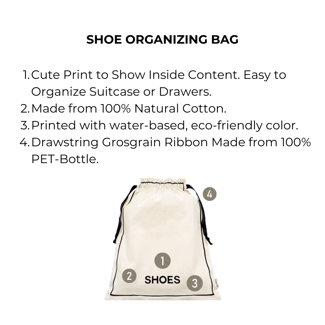 Couture Shoe Travel Bag, Cream with Small Print | Bag-all