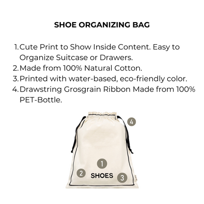 Couture Shoe Travel Bag, Cream with Small Print | Bag-all