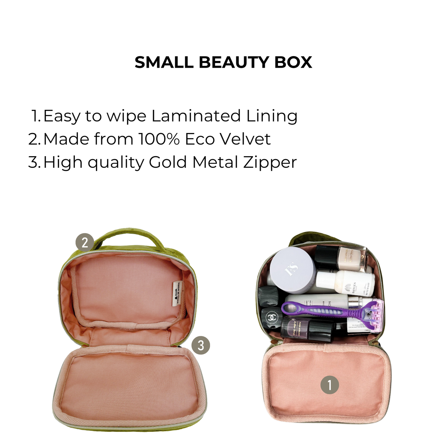 Small Beauty Box, Green Velvet | Bag-all