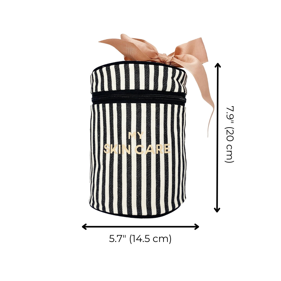 Round Skin Care Case with Handle, Striped | Bag-all