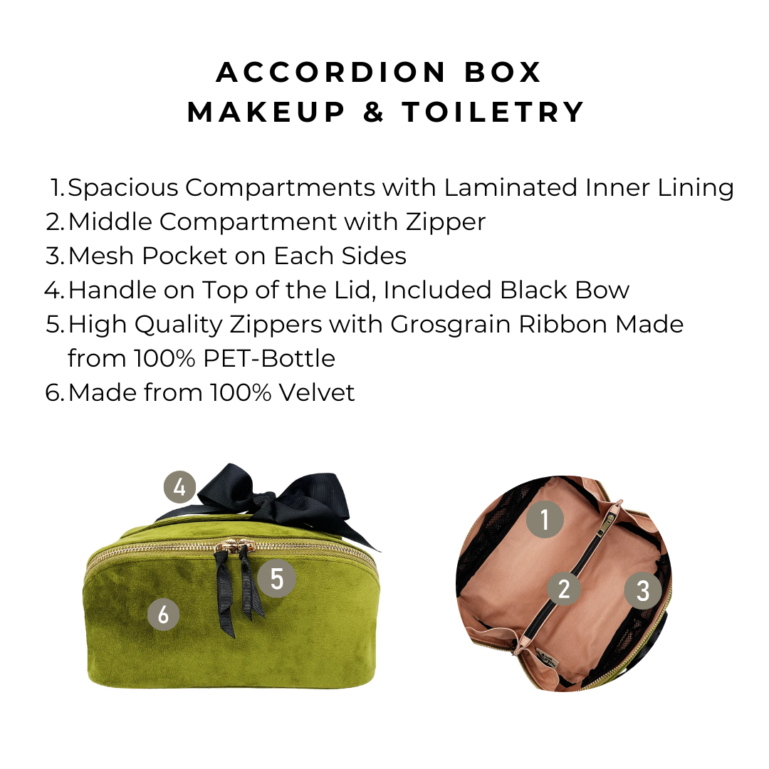 Accordion Box Makeup & Toiletry, Green Velvet | Bag-all