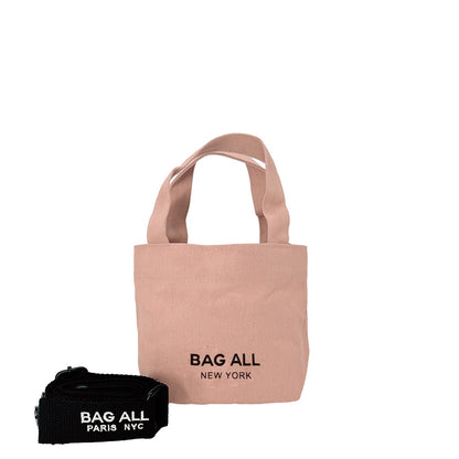 Mini Tote Bag with Strap and Inside Pocket, Pink/Blush | Bag-all