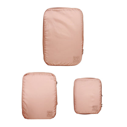 Re-cycled and Reinforced Nylon Compression Packing Cubes, 3-pack Pink/Blush