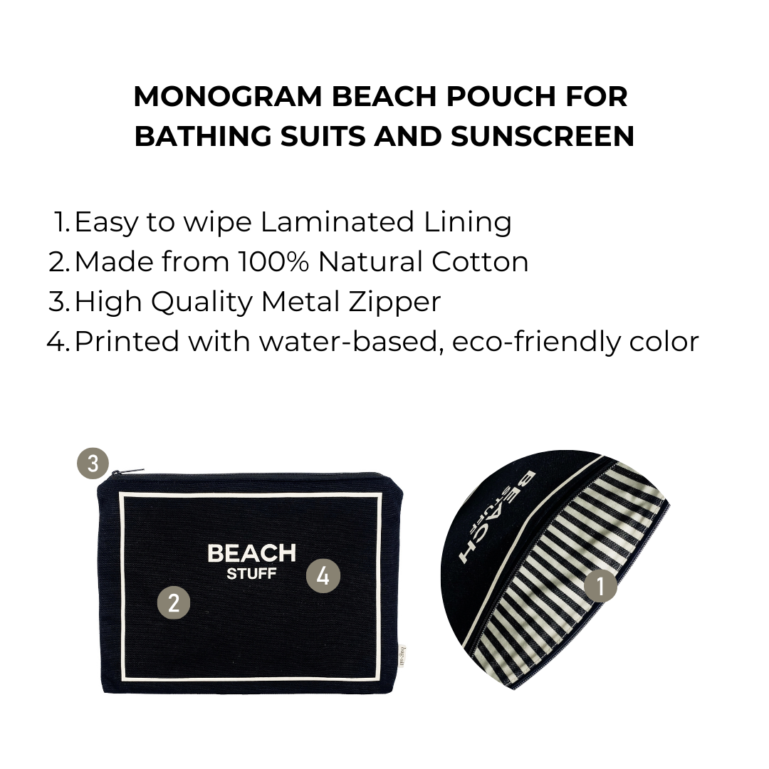 Monogram Beach Pouch for Bathing Suits and Sunscreen, Black | Bag-all
