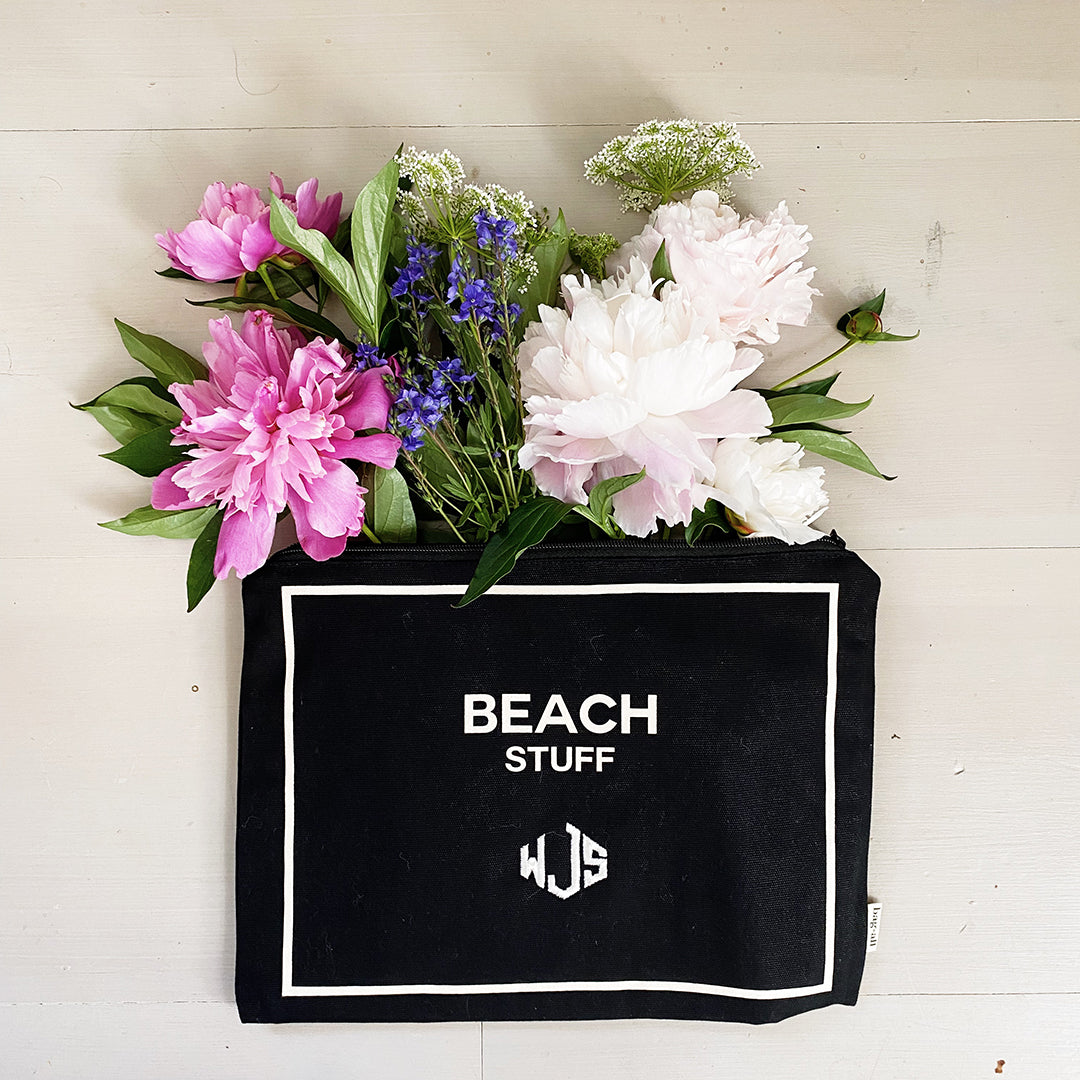 Monogram Beach Pouch for Bathing Suits and Sunscreen, Black | Bag-all