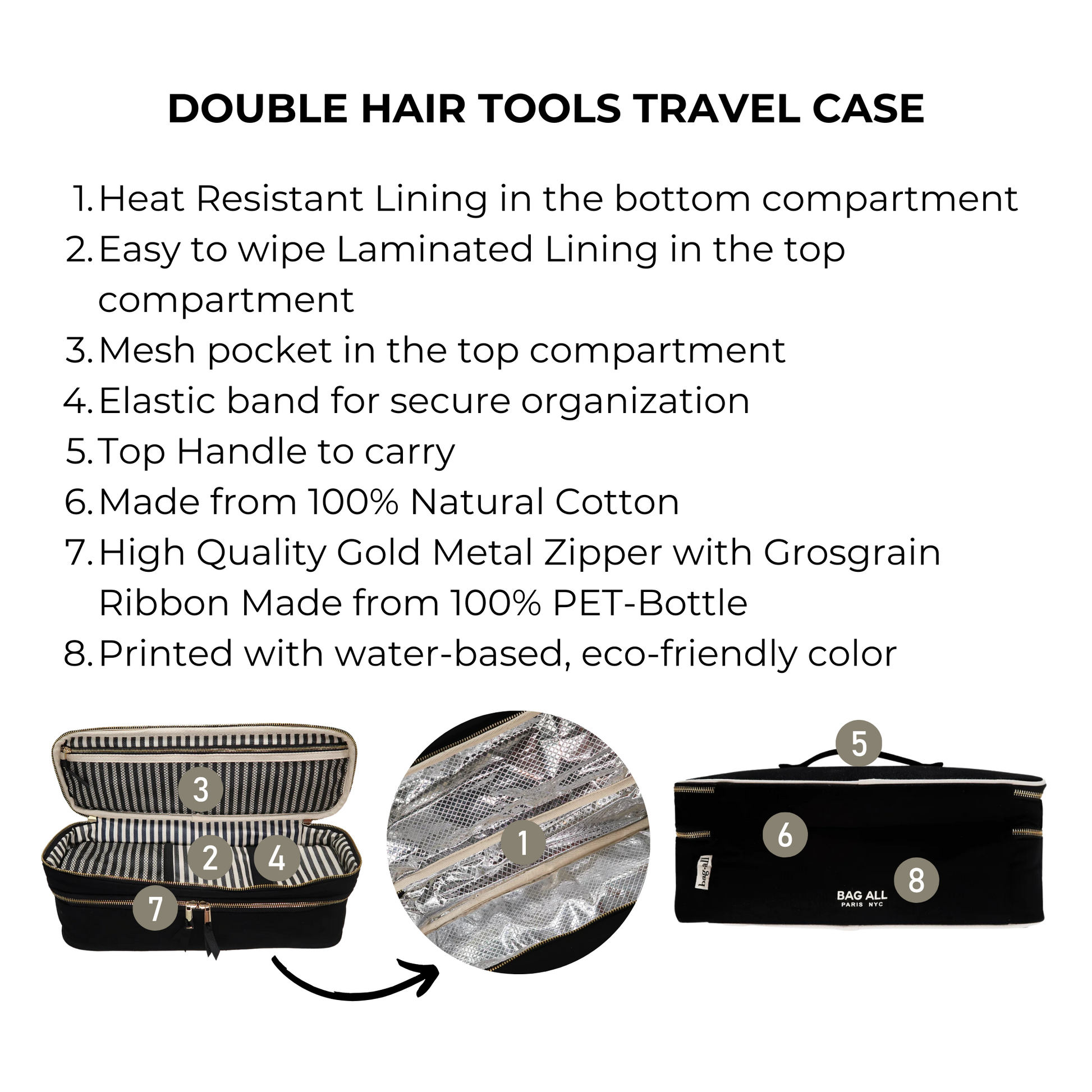 Double Hair Tools Travel Case, Black | Bag-all