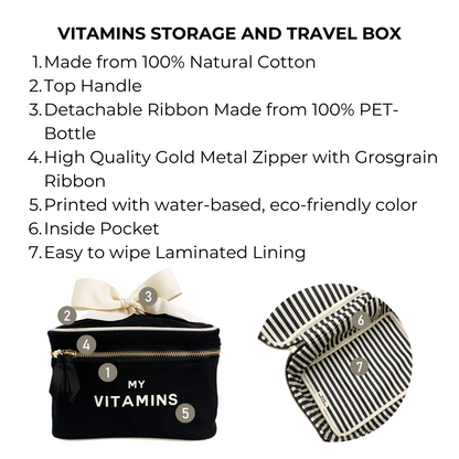 Vitamins Storage and Travel Box, Black | Bag-all