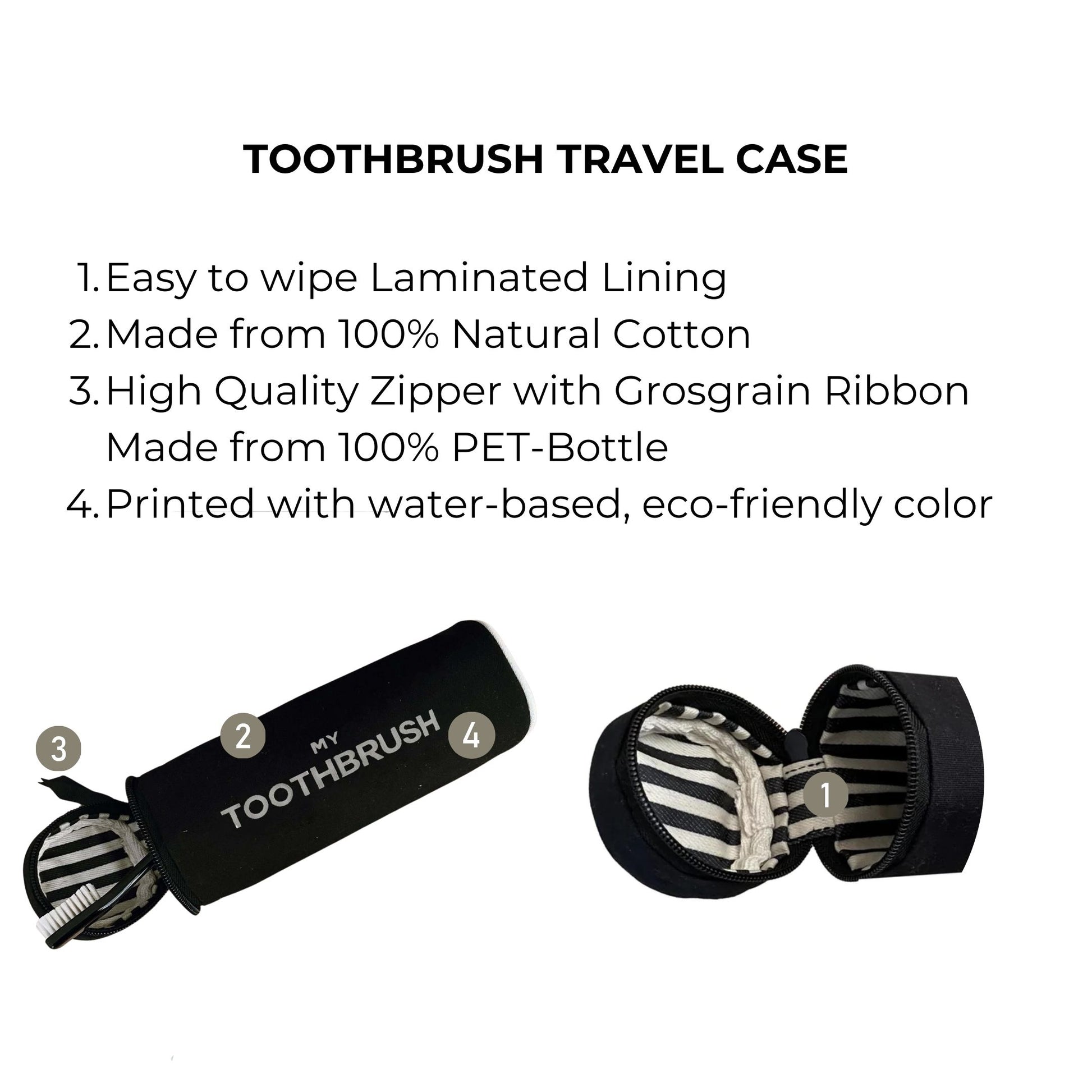 Toothbrush Travel Case, Black with Light Gray Print | Bag-all