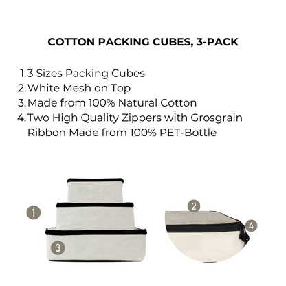 Cotton Packing Cubes, 3-pack Cream | Bag-all