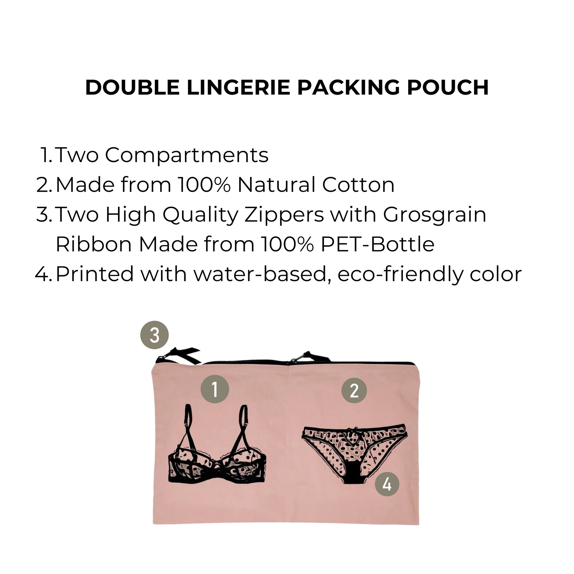 Double Lingerie Packing Pouch, Pink/Blush | Bag-all