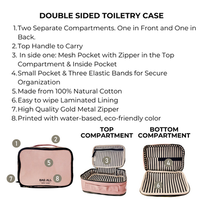 Double Sided Toiletry Case, Pink/Blush | Bag-all