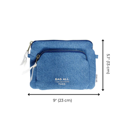 Padded Trinket Pouch Double Pocket, Denim | Bag-all