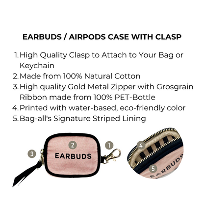 Earbuds/Airpods Case with Clasp, Pink/Blush | Bag-all
