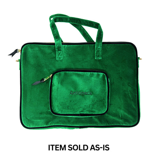 SALES BIN - Laptop Case 15", Handle & Charger Pocket, Green Velvet