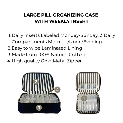 Large Pill Organizing Case with Weekly Insert, Black | Bag-all