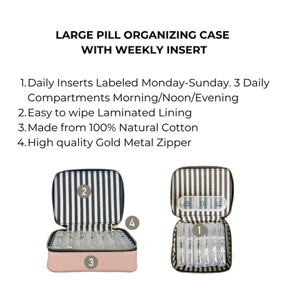 Large Pill Organizing Case with Weekly Insert, Pink/Blush | Bag-all