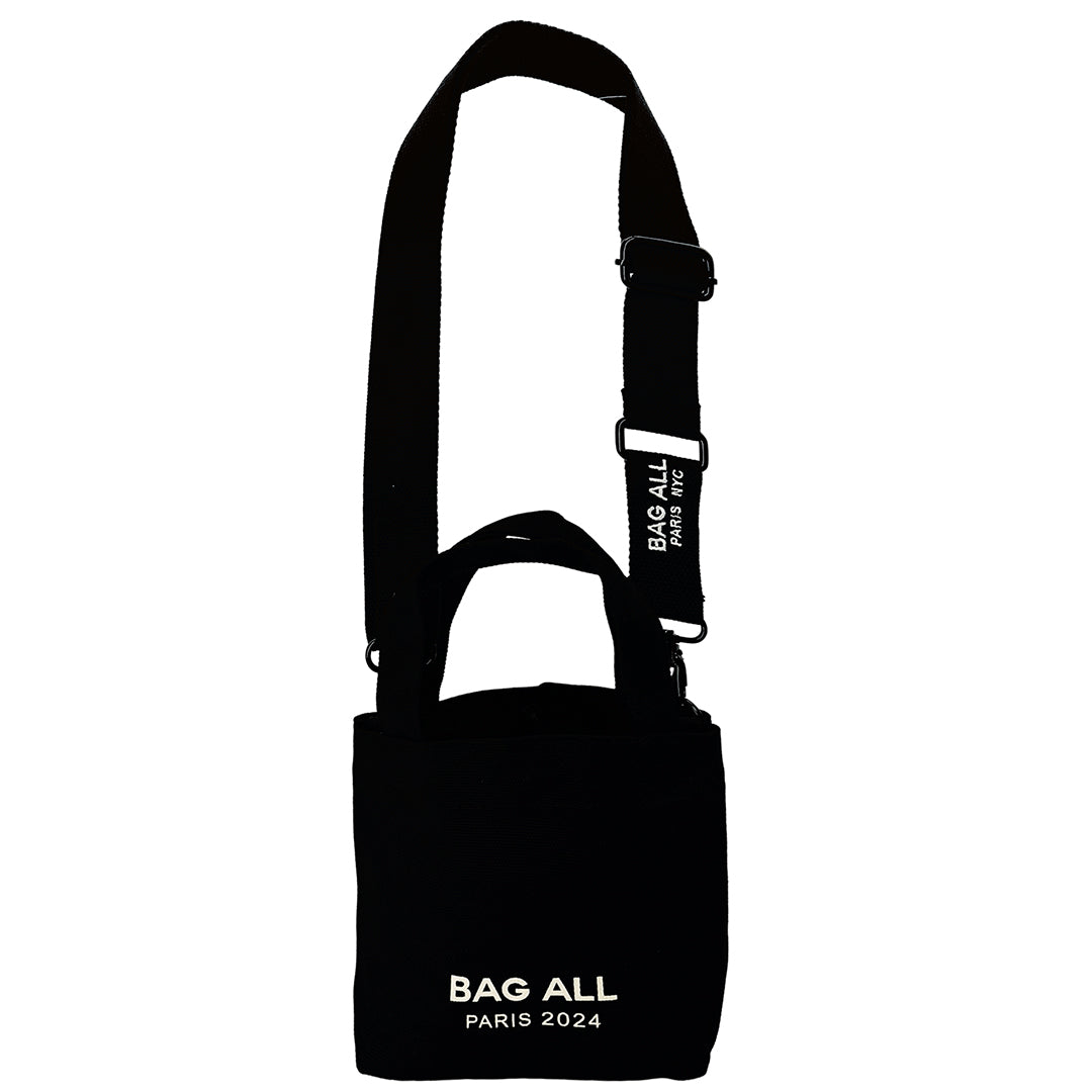 Mini Tote Bag with Strap and Inside Pocket, Black | Bag-all