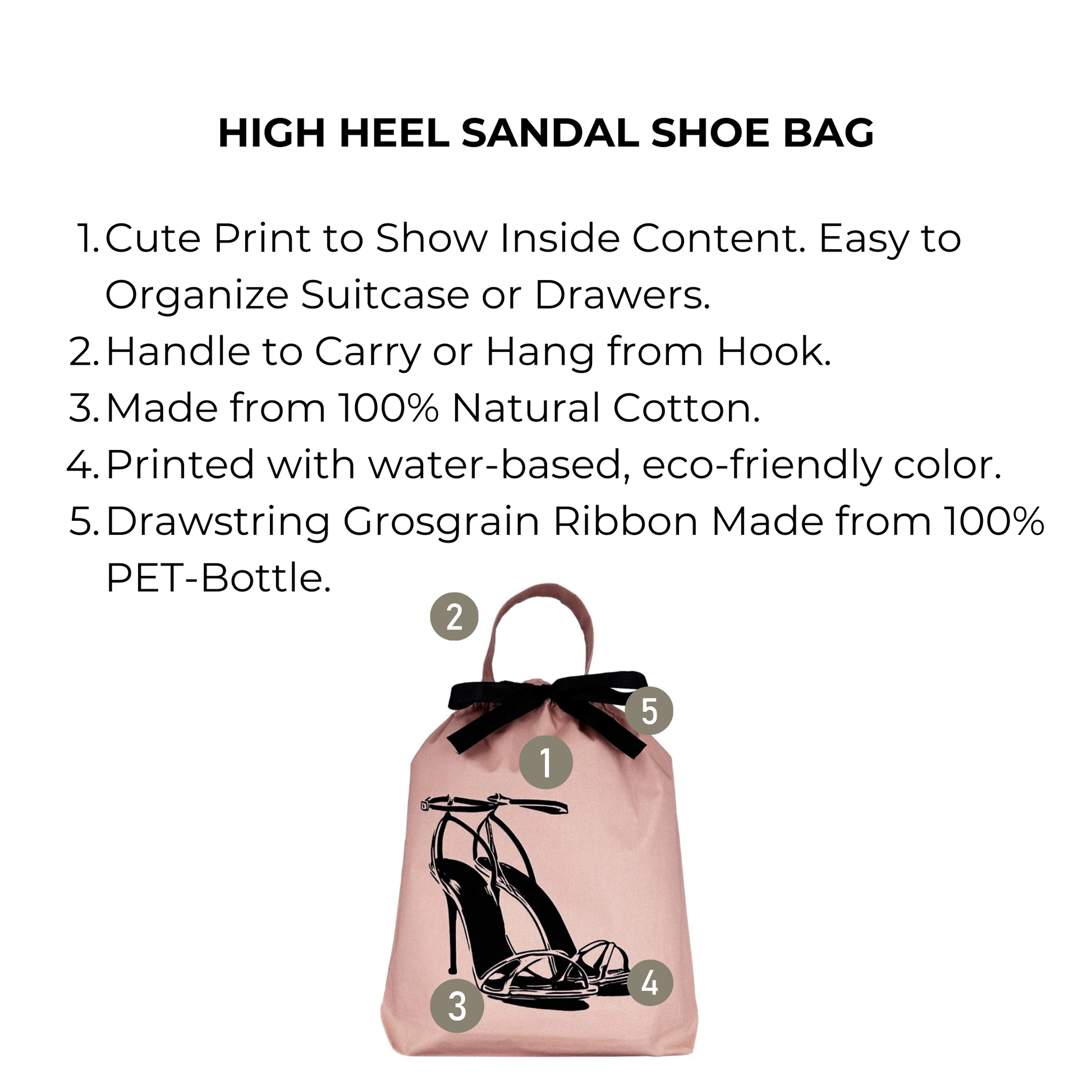 High Heel Sandal Shoe Bag, Pink/Blush | Bag-all