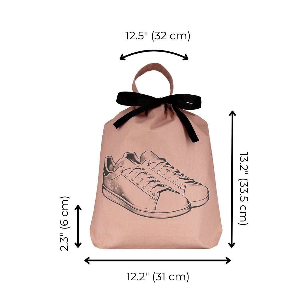 Tennis Sneaker Shoe Bag, Pink with Gray Print | Bag-all