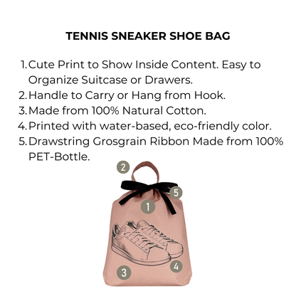 Tennis Sneaker Shoe Bag, Pink with Gray Print | Bag-all