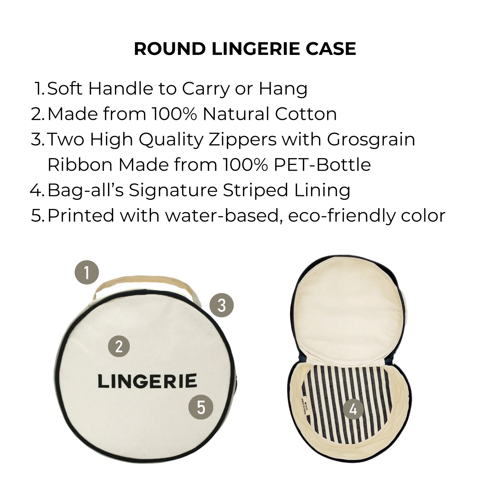 Round Lingerie Case, Cream | Bag-all