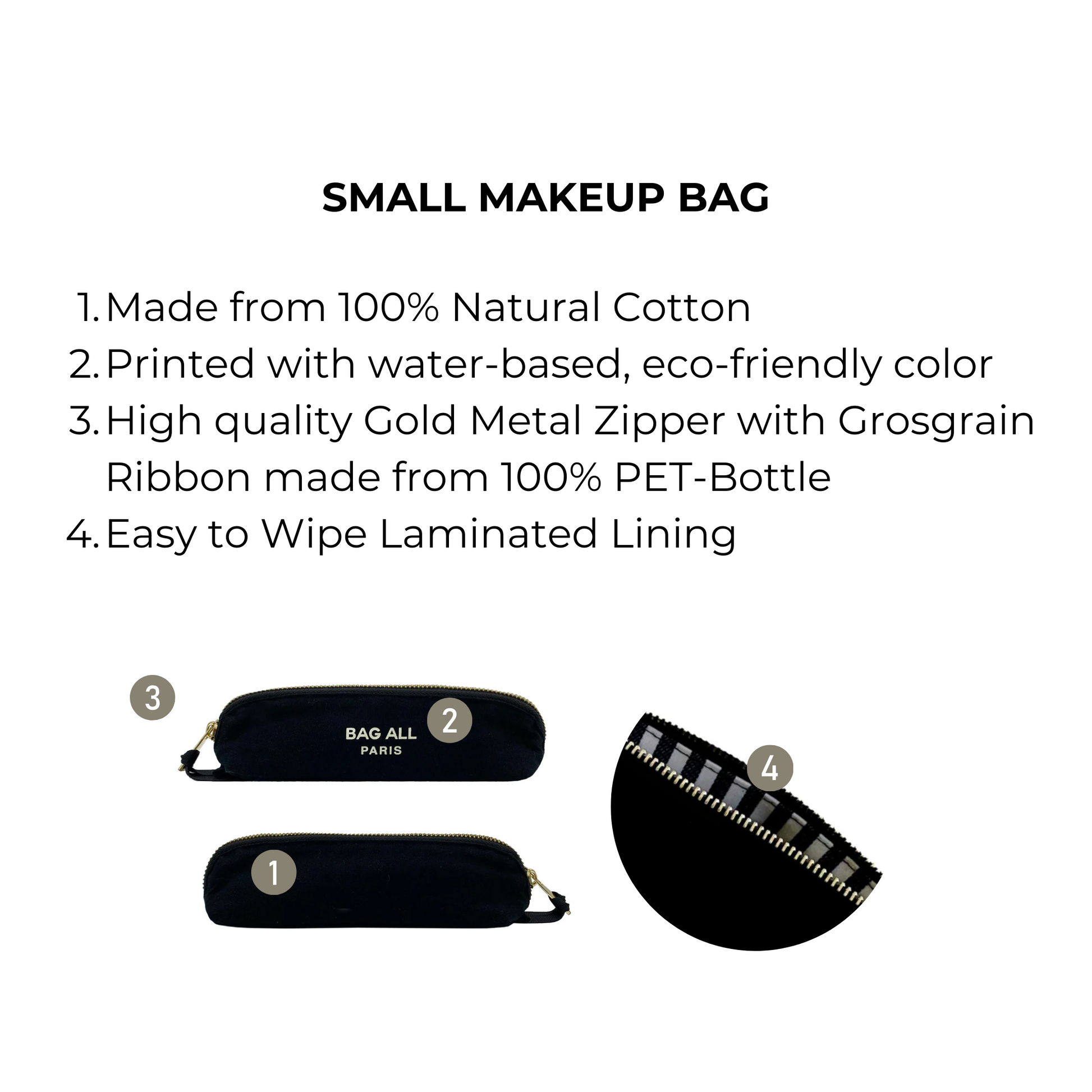 Small Makeup Bag, Black | Bag-all