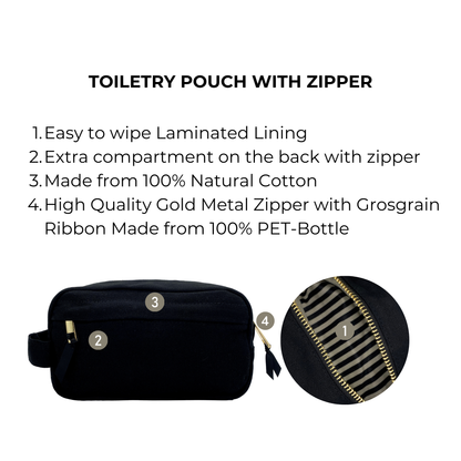 Toiletry Pouch with Zipper, Black | Bag-all