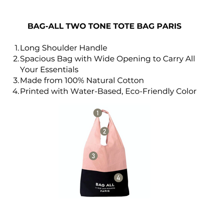 Bag-all Two Tone Tote Bag Paris, Pink/Black | Bag-all