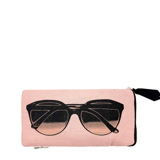 Glasses Case with Outside Pocket, Pink/Blush