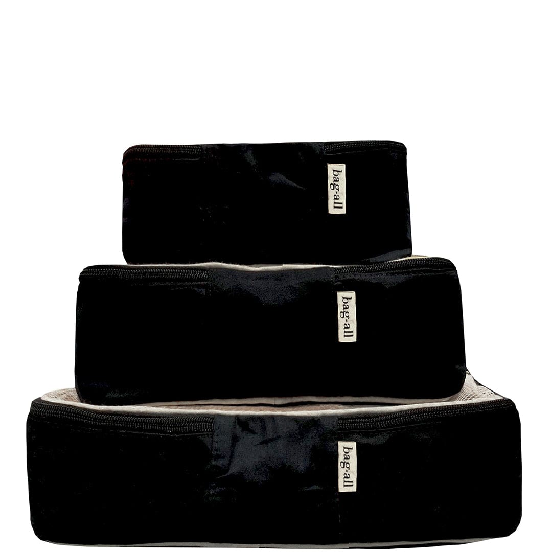 Cotton Packing Cubes Black 3-pack - Bag-all