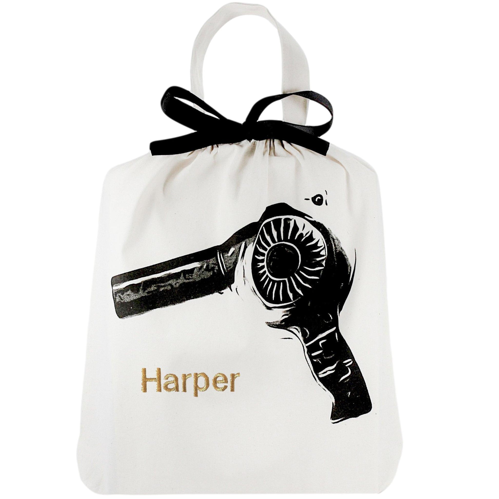 Hairdryer bag for your hairdryer with "harper" personalized on the front. 