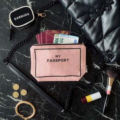 Passport & Travel Document Pouch, Personalized, Pink - Bag-all