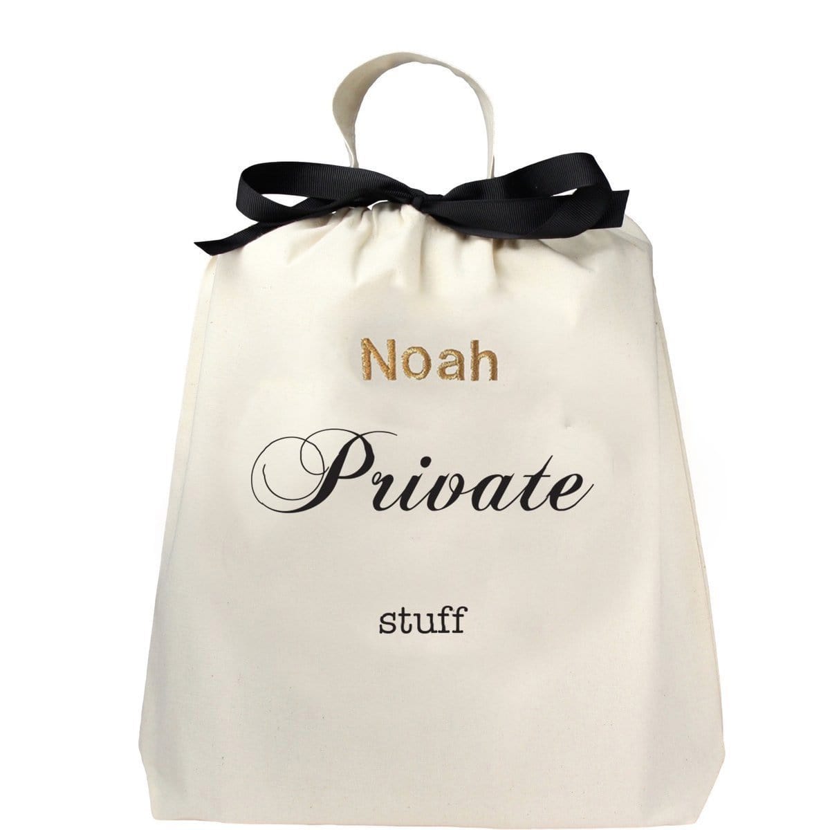 Private Stuff Bag with "Noah" monogramed in classic font